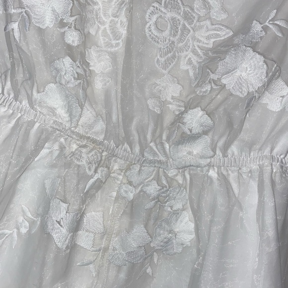 White Lace Embroidered Jumpsuit - Picture 3 of 5